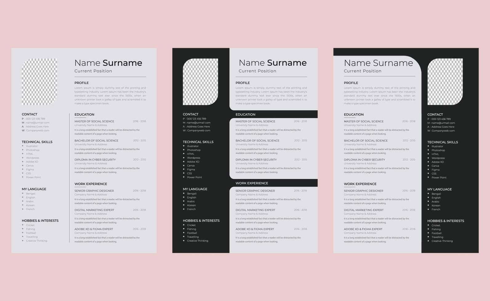 Elegant editable creative clean modern cover letter job application resume cv design template. vector