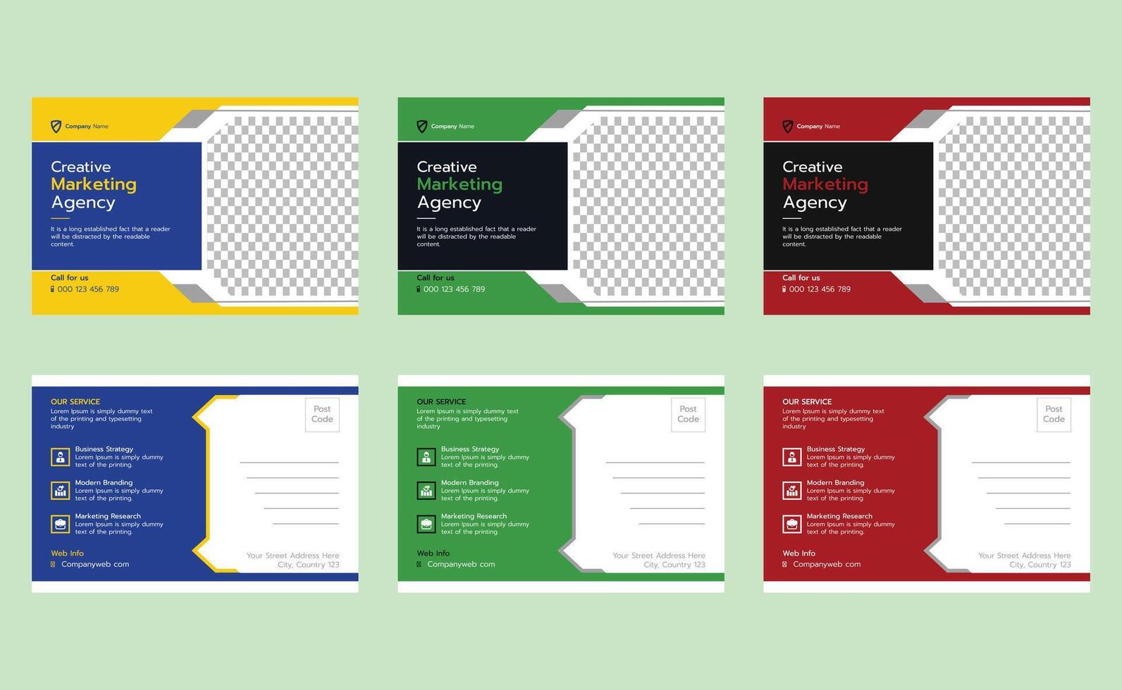 Stylish clean modern creative corporate professional company business digital marketing agency post card template design. vector