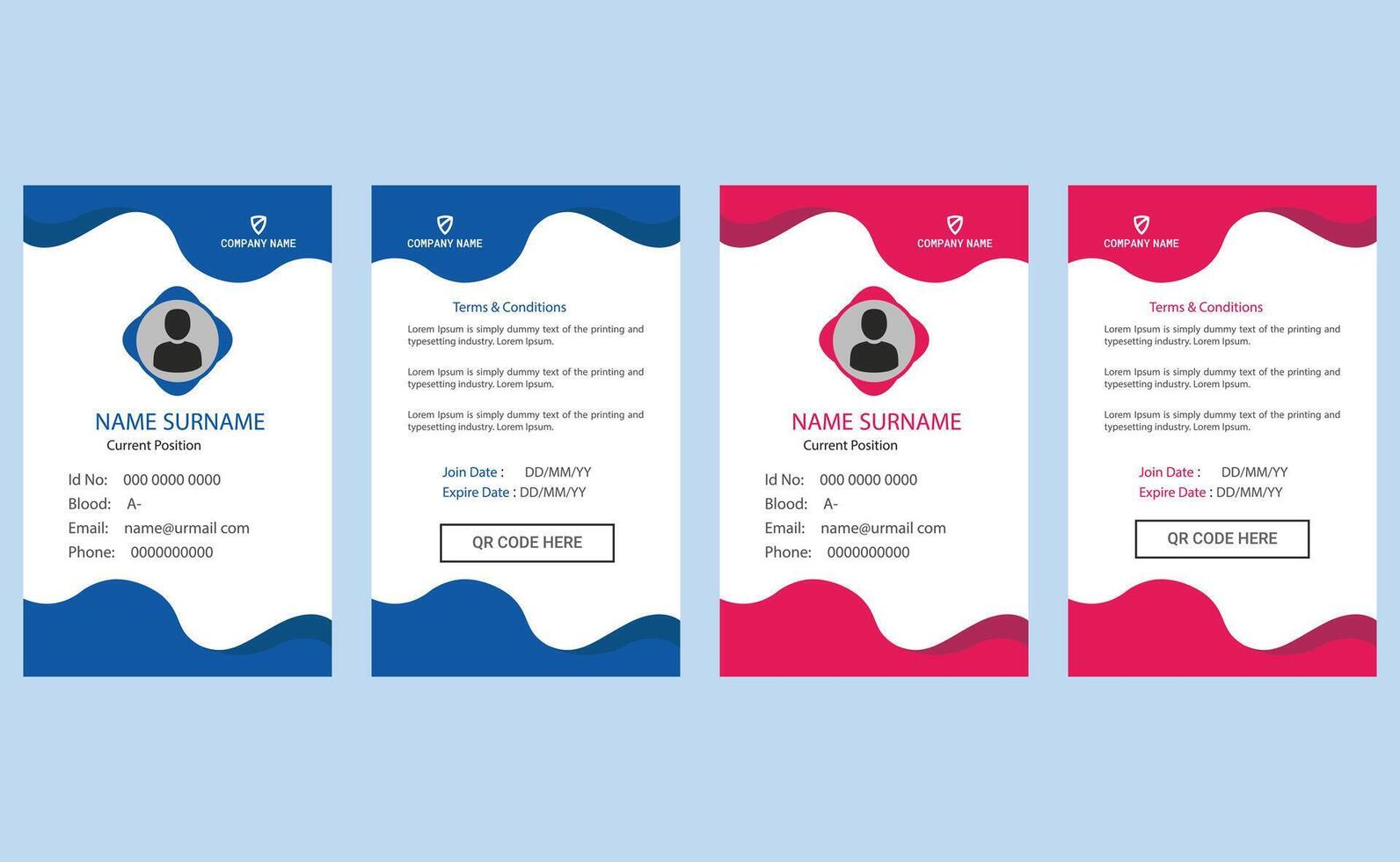 Elegant editable clean creative corporate modern professional company business office employee identity id card design template. vector