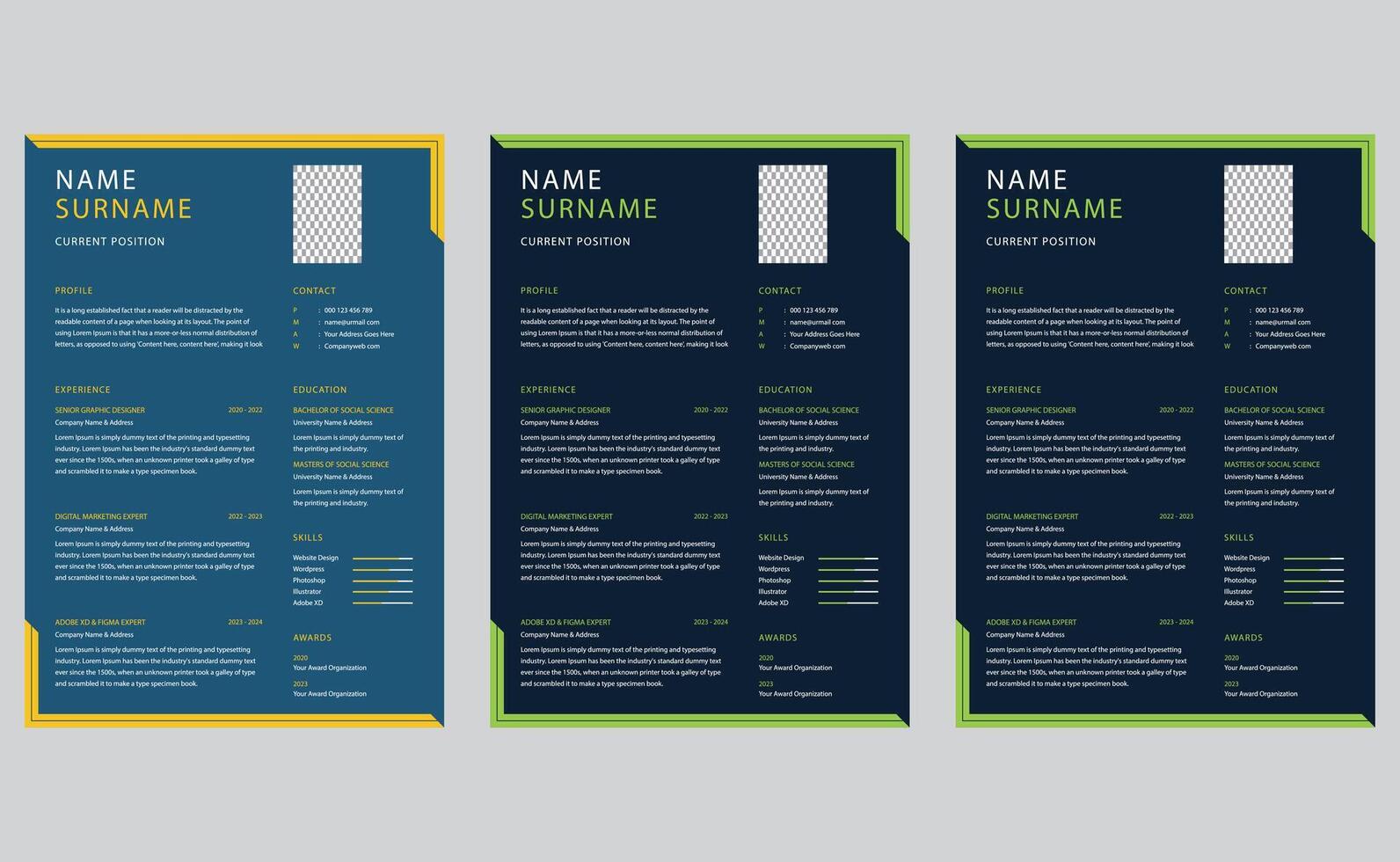 Elegant clean creative modern application curriculum vitae cover letter resume cv design template. vector