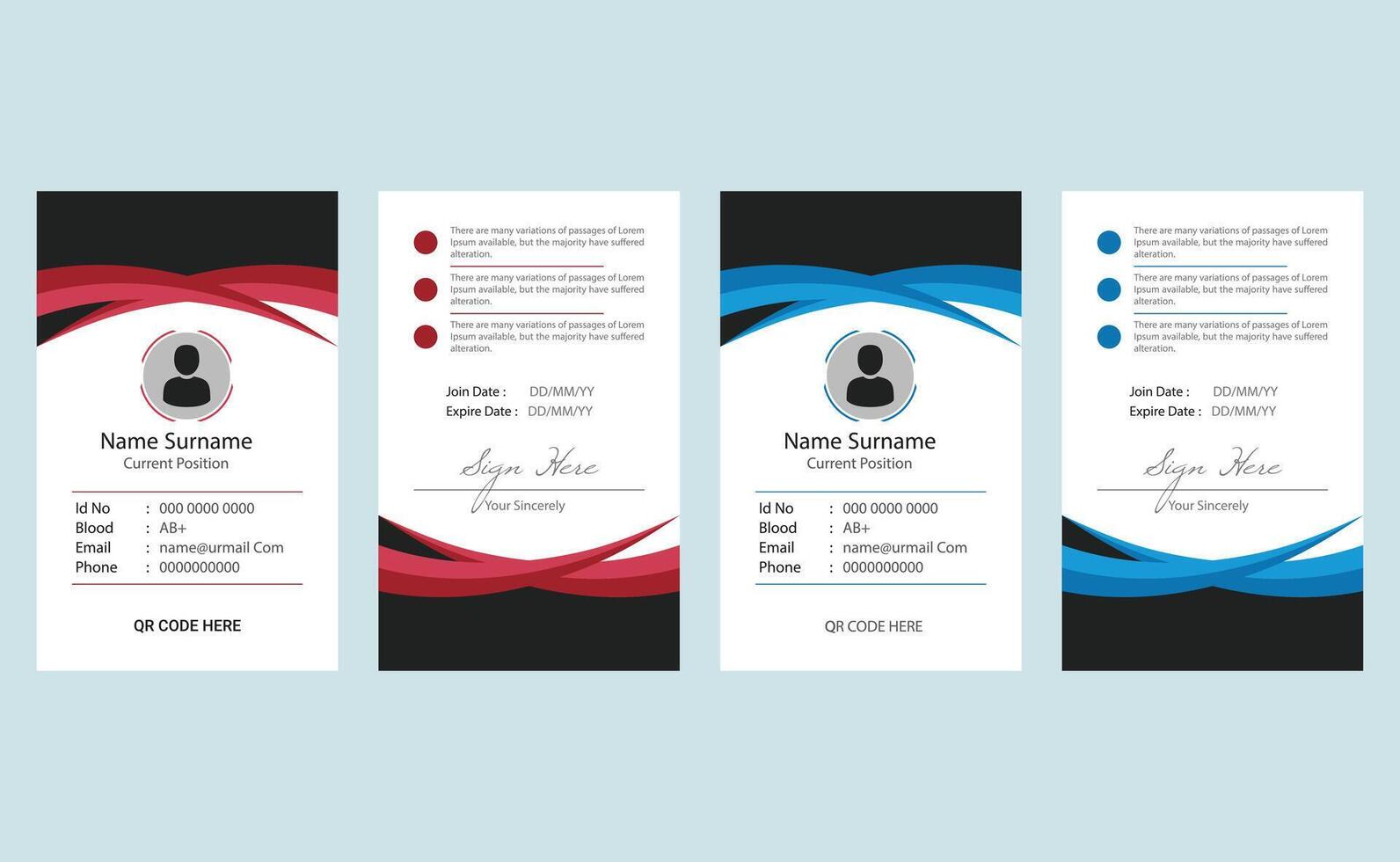 Modern creative clean editable corporate professional business identity office employee id card template design. vector