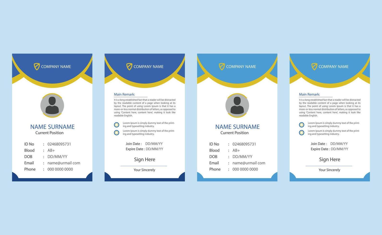 Editable elegant clean creative modern corporate company business office employee id card template design. vector