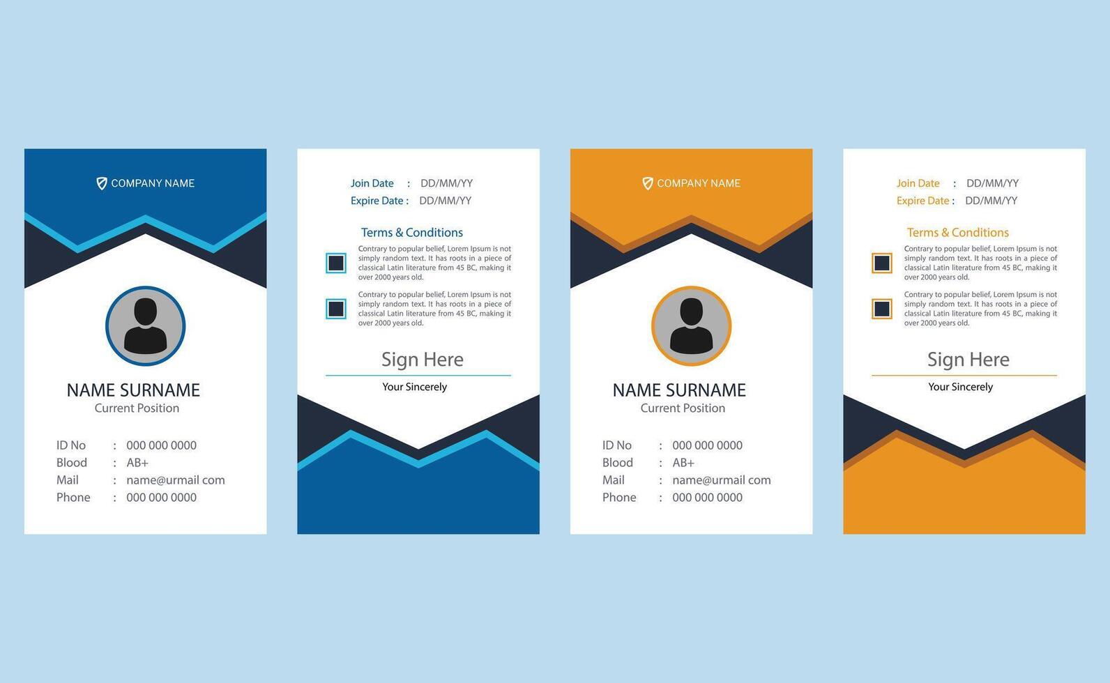 Creative modern elegant corporate professional company business identity employee office id card design template. vector