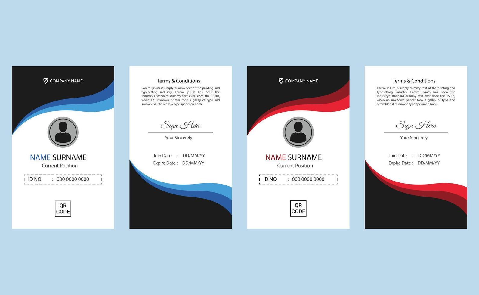 Editable clean creative modern corporate professional company business minimal office identification employee id card template design. vector