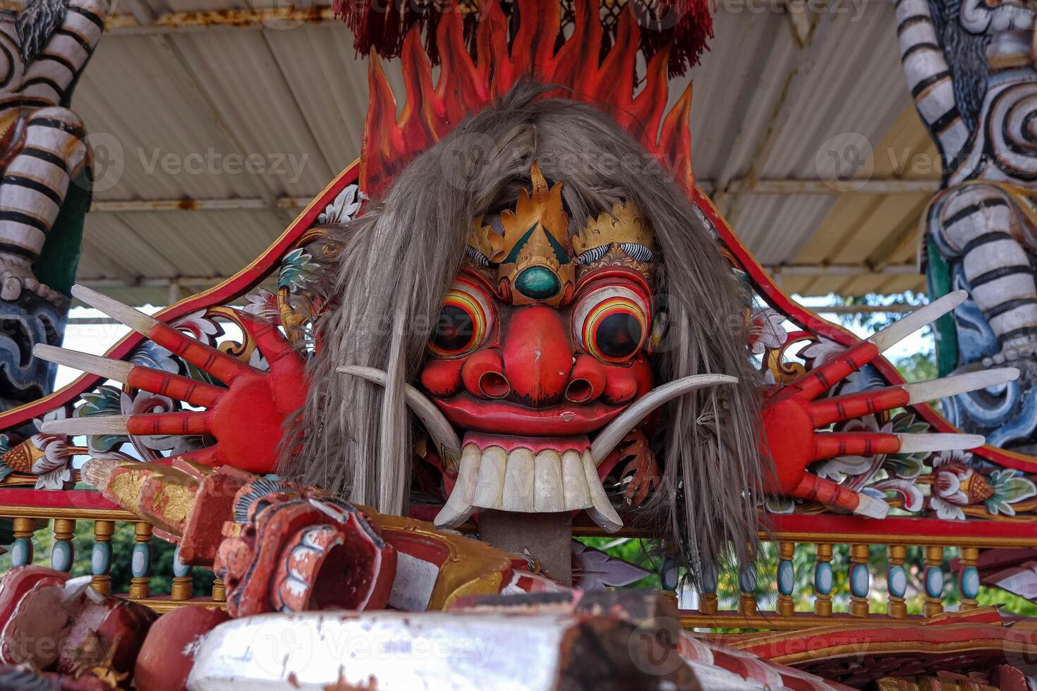 Colorful Barong Mask with Fierce Expression in Balinese Style photo