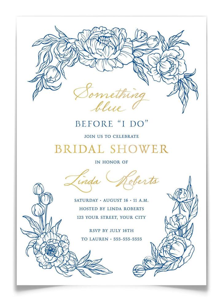 Blue Before I Do Elegant Floral Bridal Shower Card vector