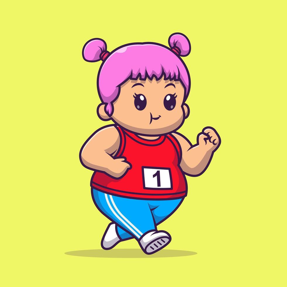 Cartoon girl running illustration vector