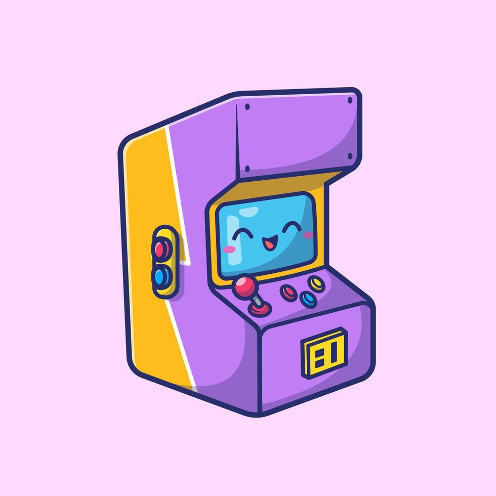 Happy arcade game machine illustration vector