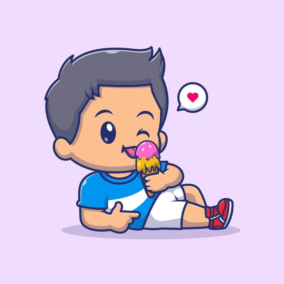 Cartoon boy with ice cream vector