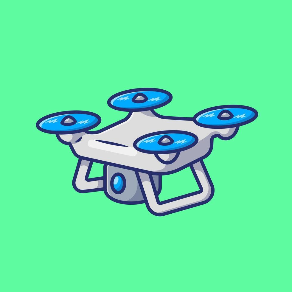 Cartoon drone with blue propellers vector