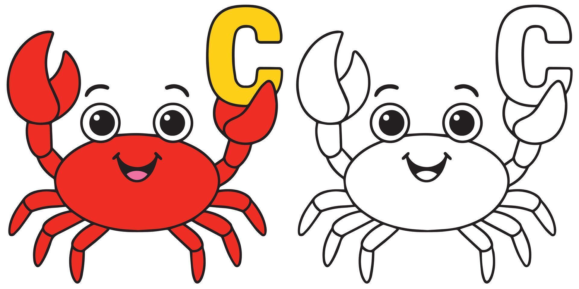 Crab holding letter C vector