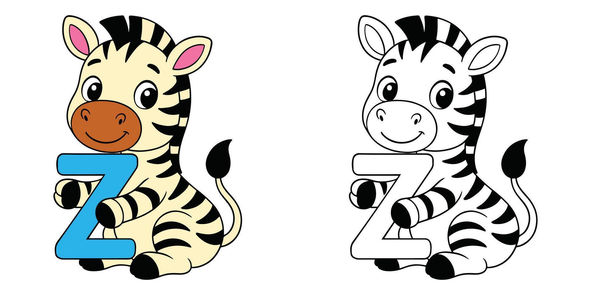 Zebra holding letter Z vector