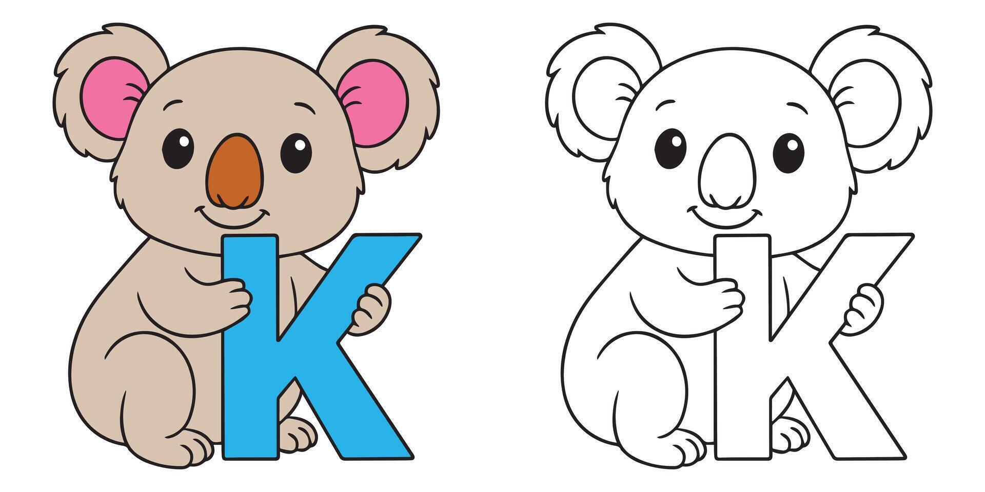 Koala with the letter K vector