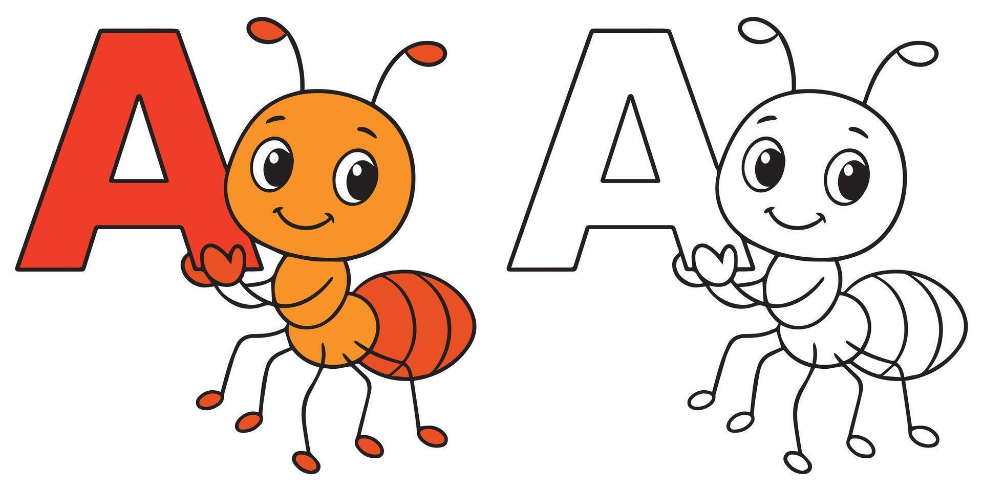 Cartoon ant holding letter A vector