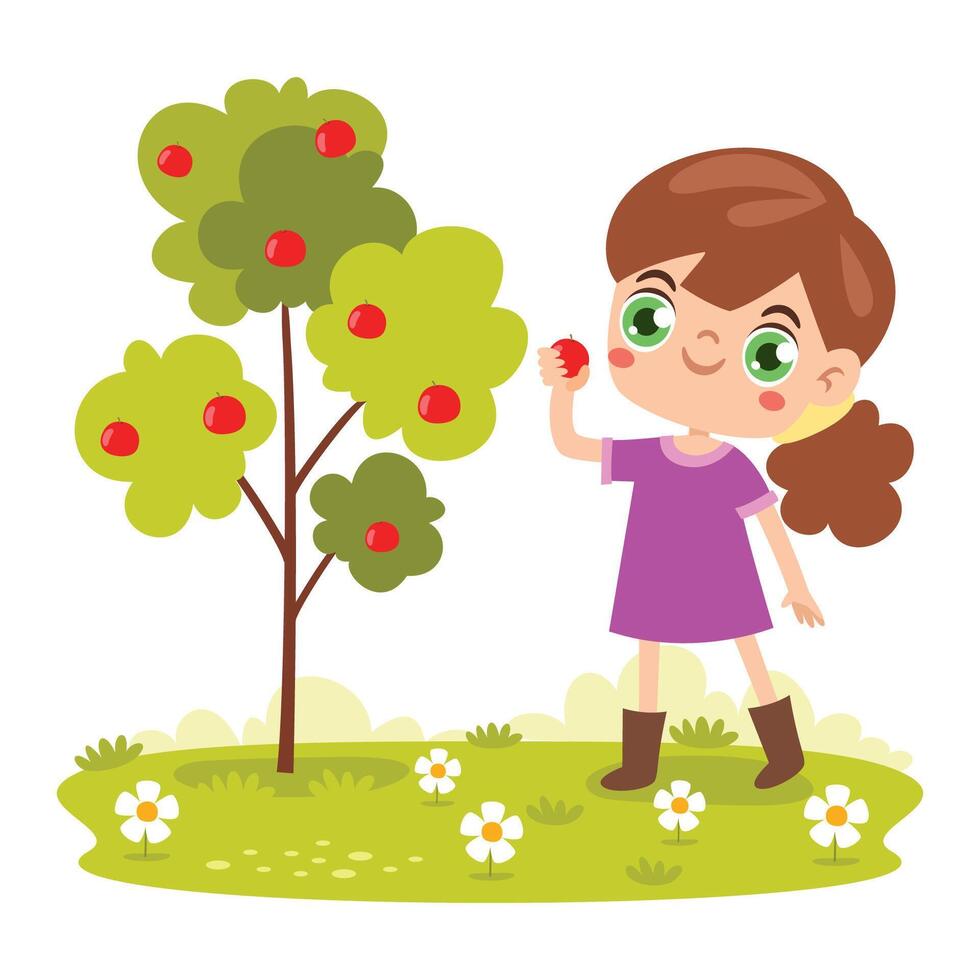 Little Girl Planting Tree vector