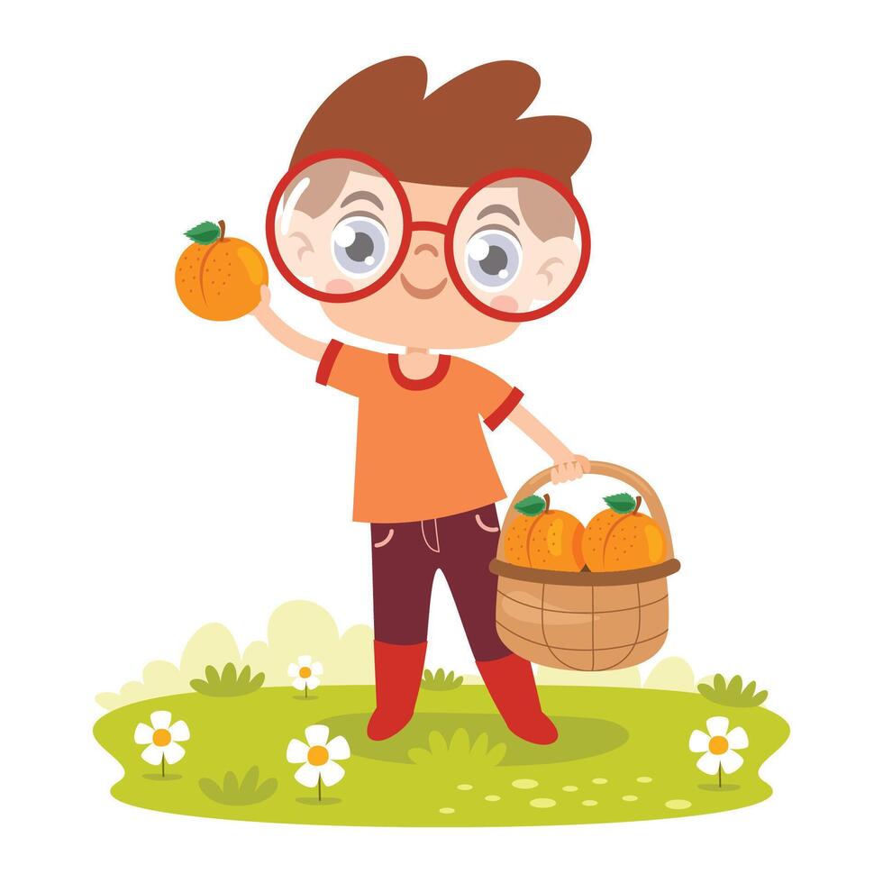 Cute Boy Gardening vector