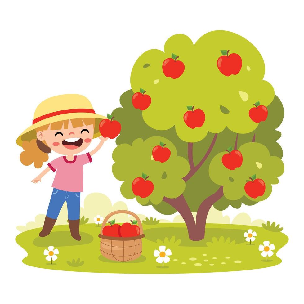Cute Girl Farming vector
