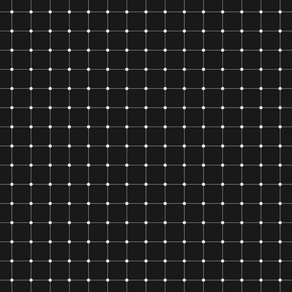 Abstract grid on black background with lines and dots. vector