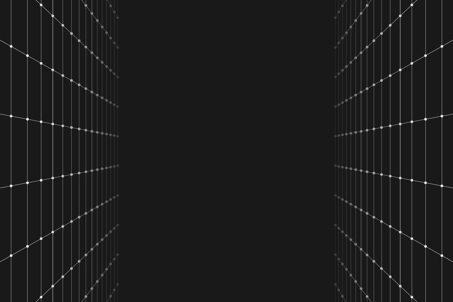 Futuristic perspective grid. Abstract wireframe with white grid line on black background. . vector