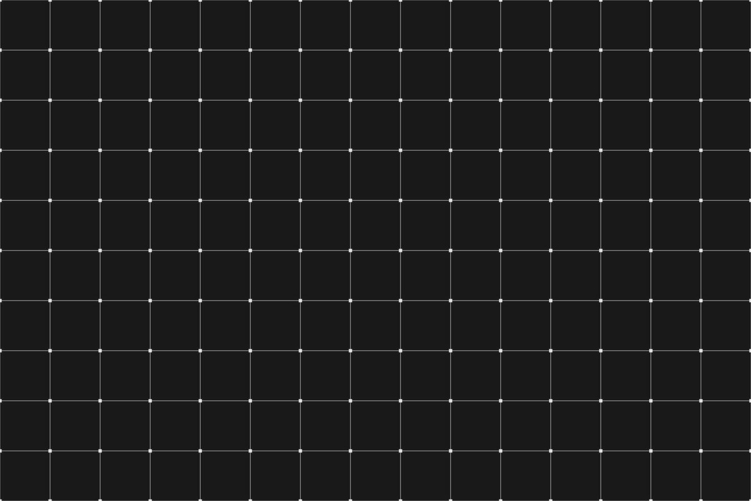 Square grid background with lines and dots with empty space on dark background. vector
