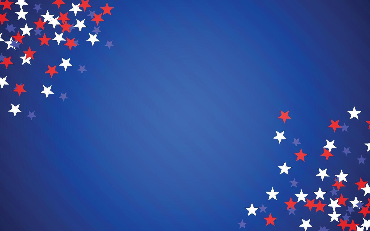 Stars confetti frame, blue background, illustration. vector