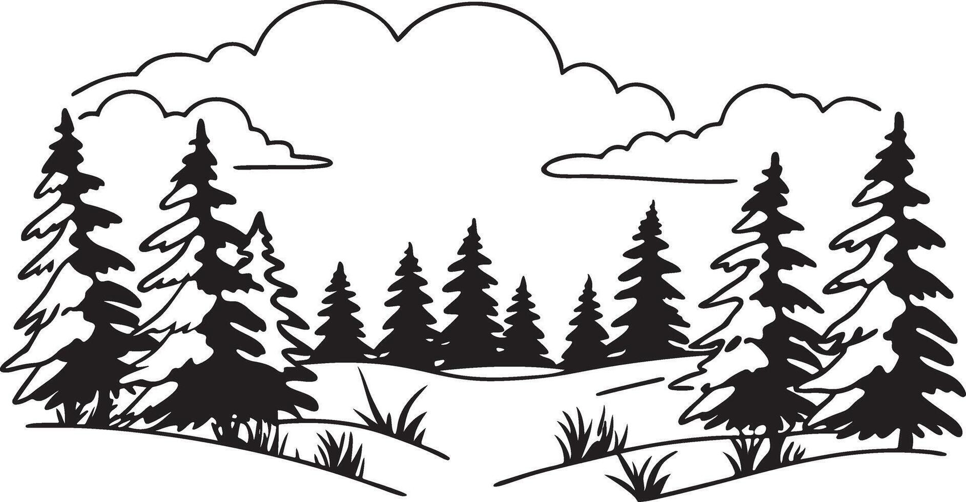 Forest Landscape with Pine Trees vector