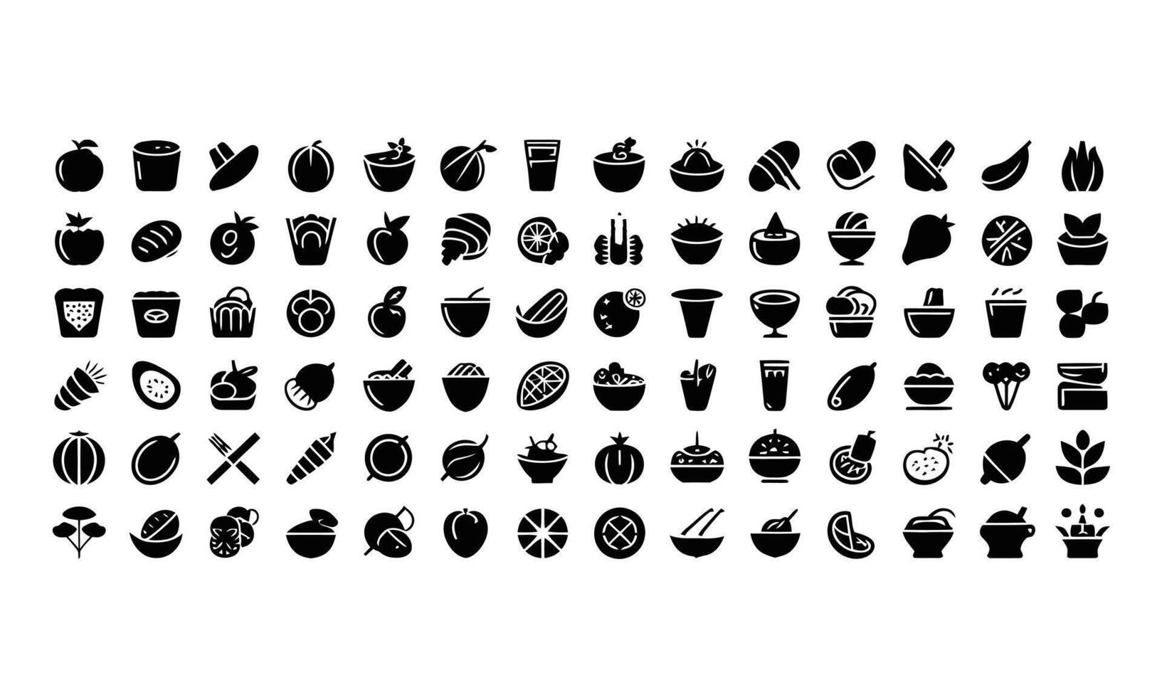 Food icons collection silhouette vector
