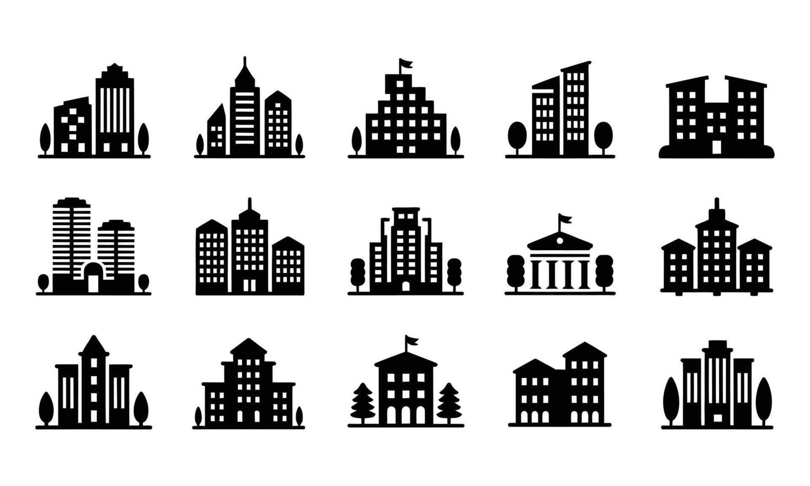 Urban cityscape collection silhouette vector