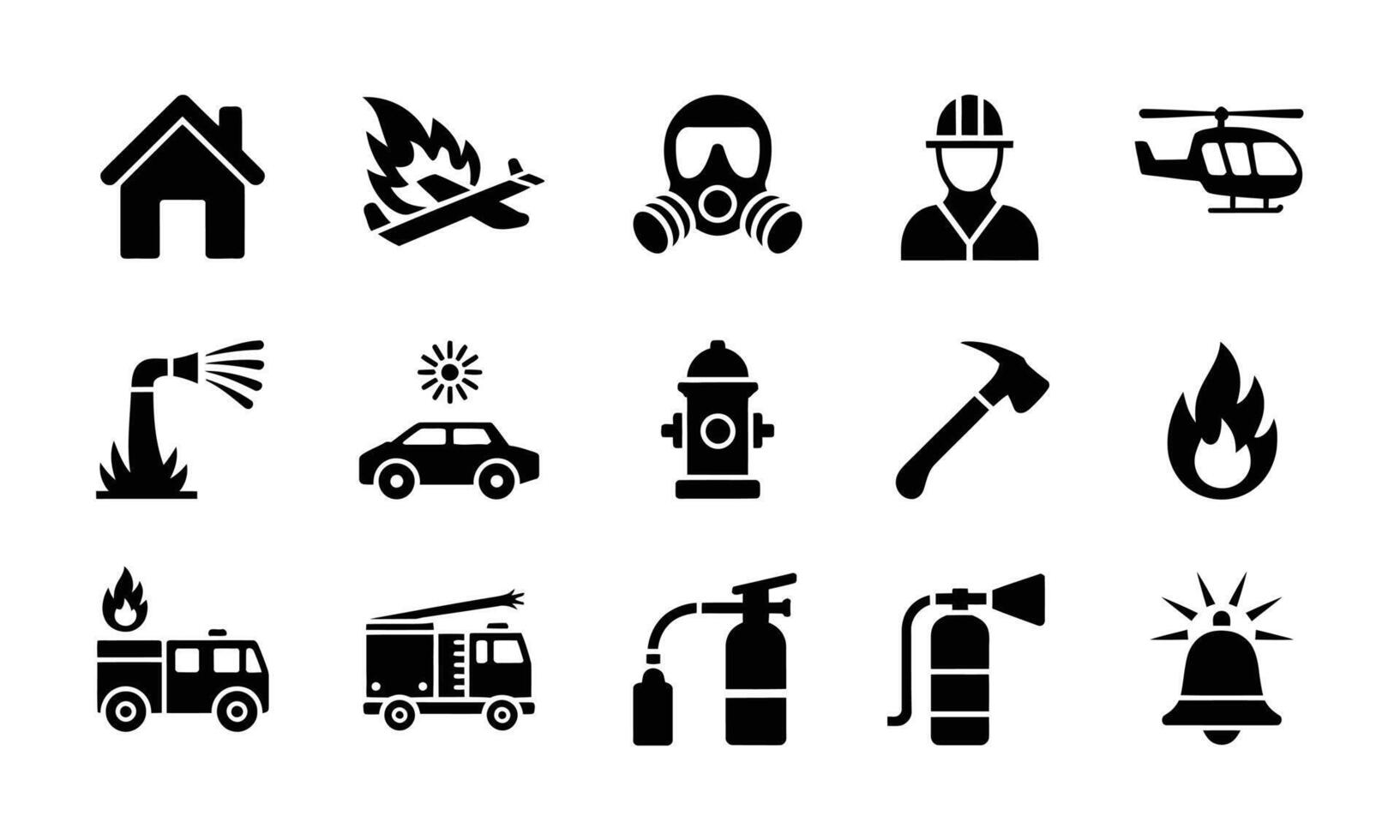 Firefighter equipment and symbols icon vector