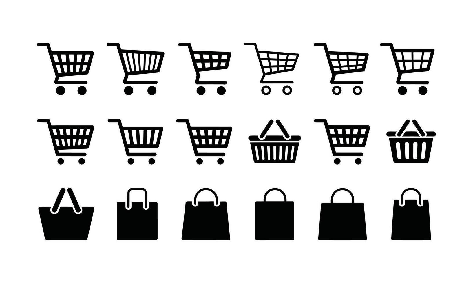 Shopping icons set silhouette vector