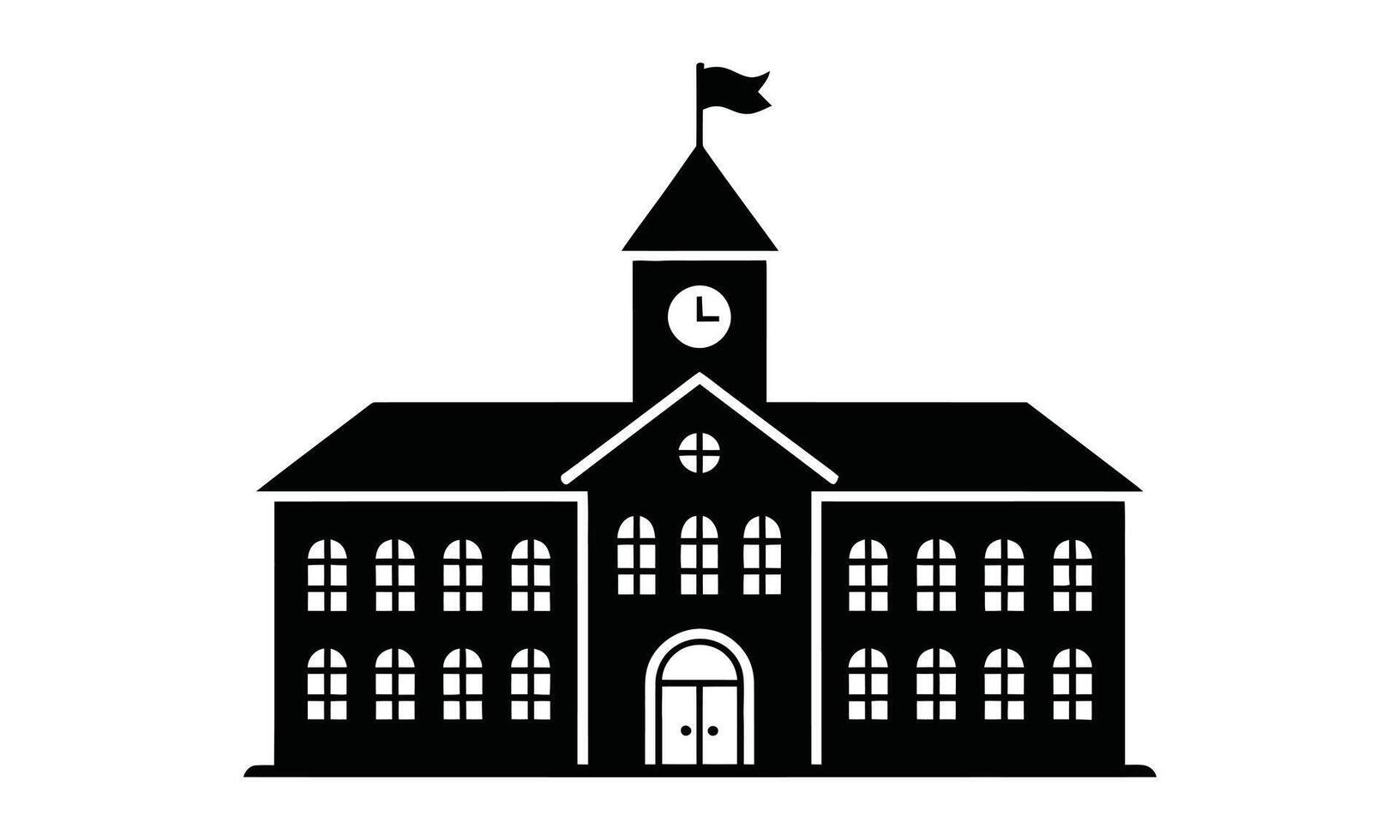 School building outline silhouette vector