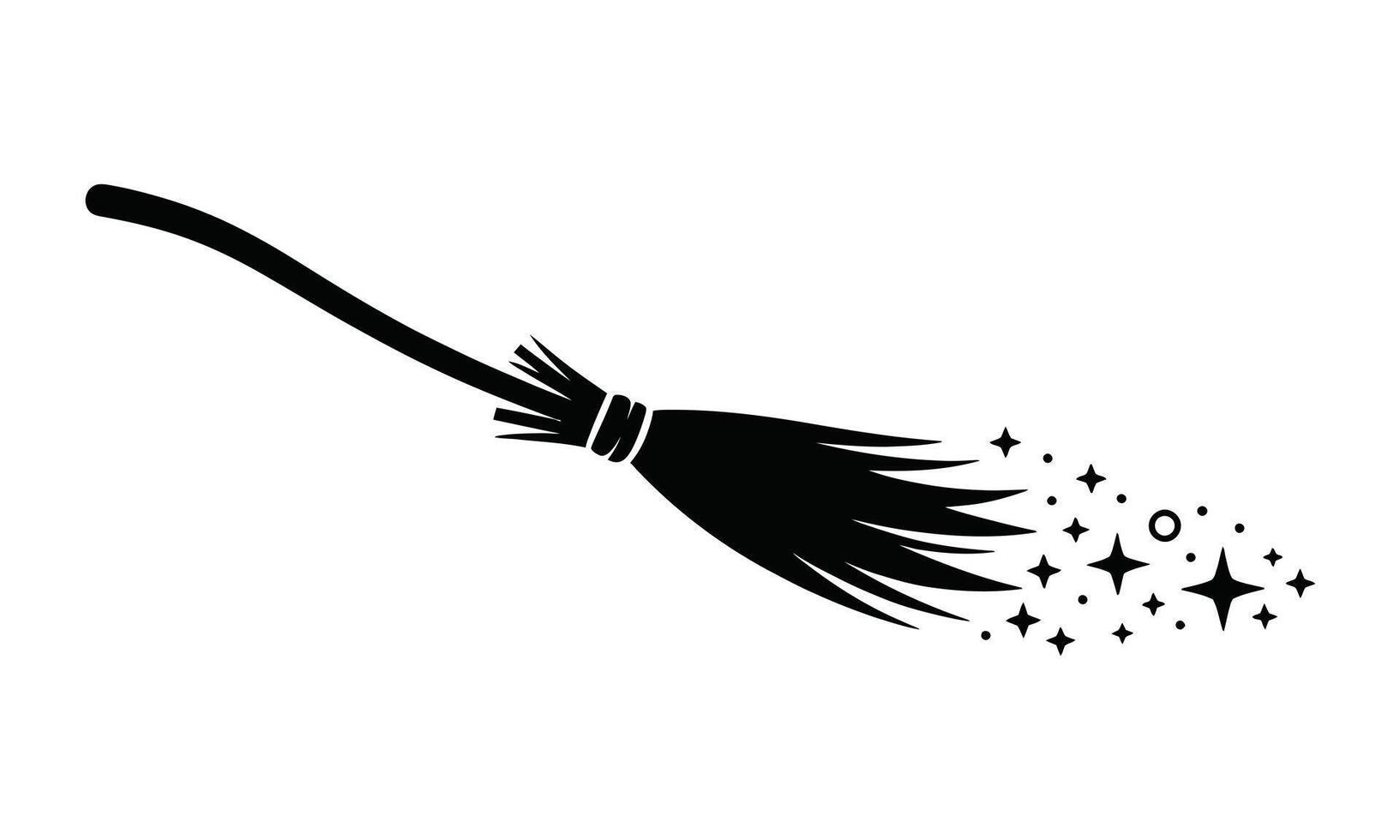 Magical broomstick flying silhouette design vector
