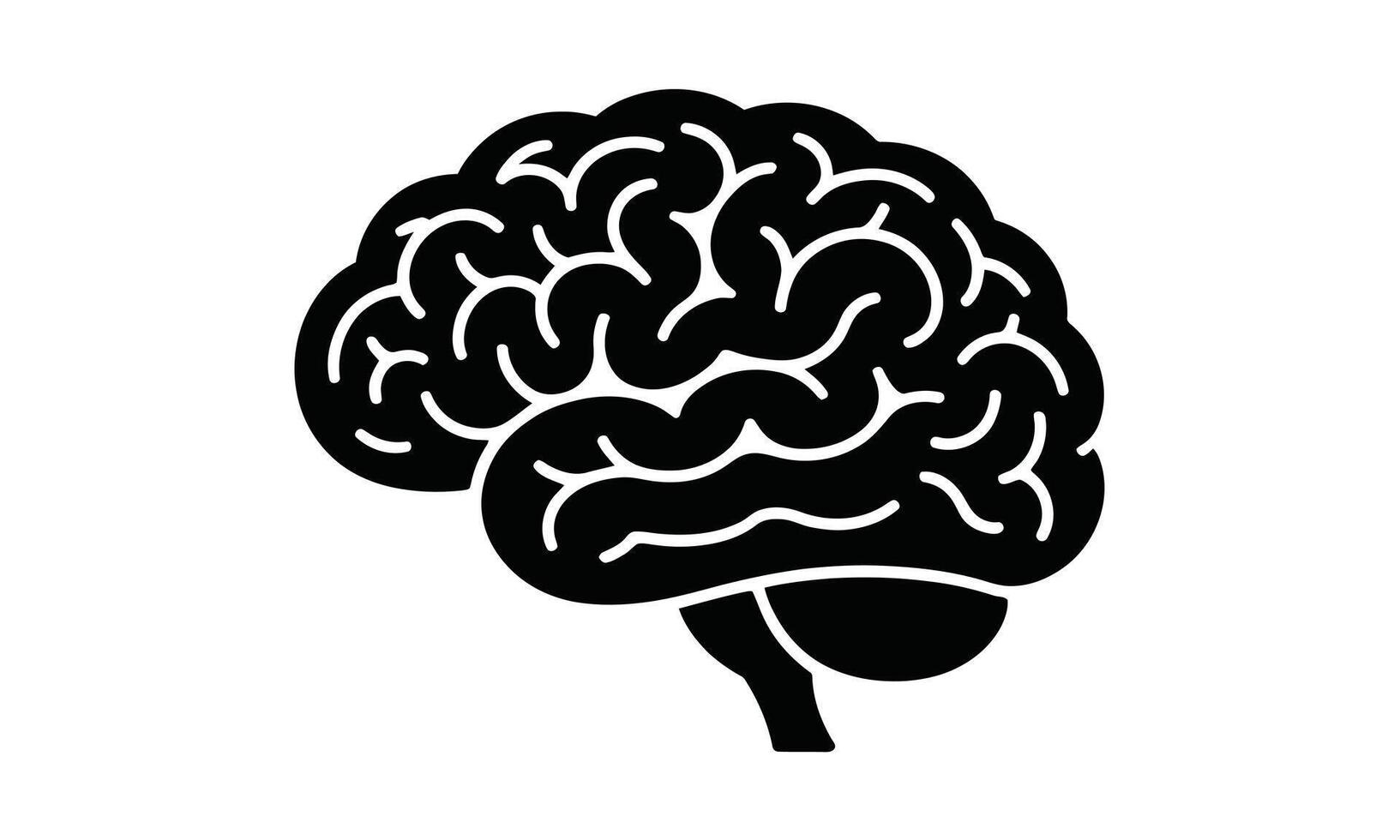 Human brain outline silhouette vector