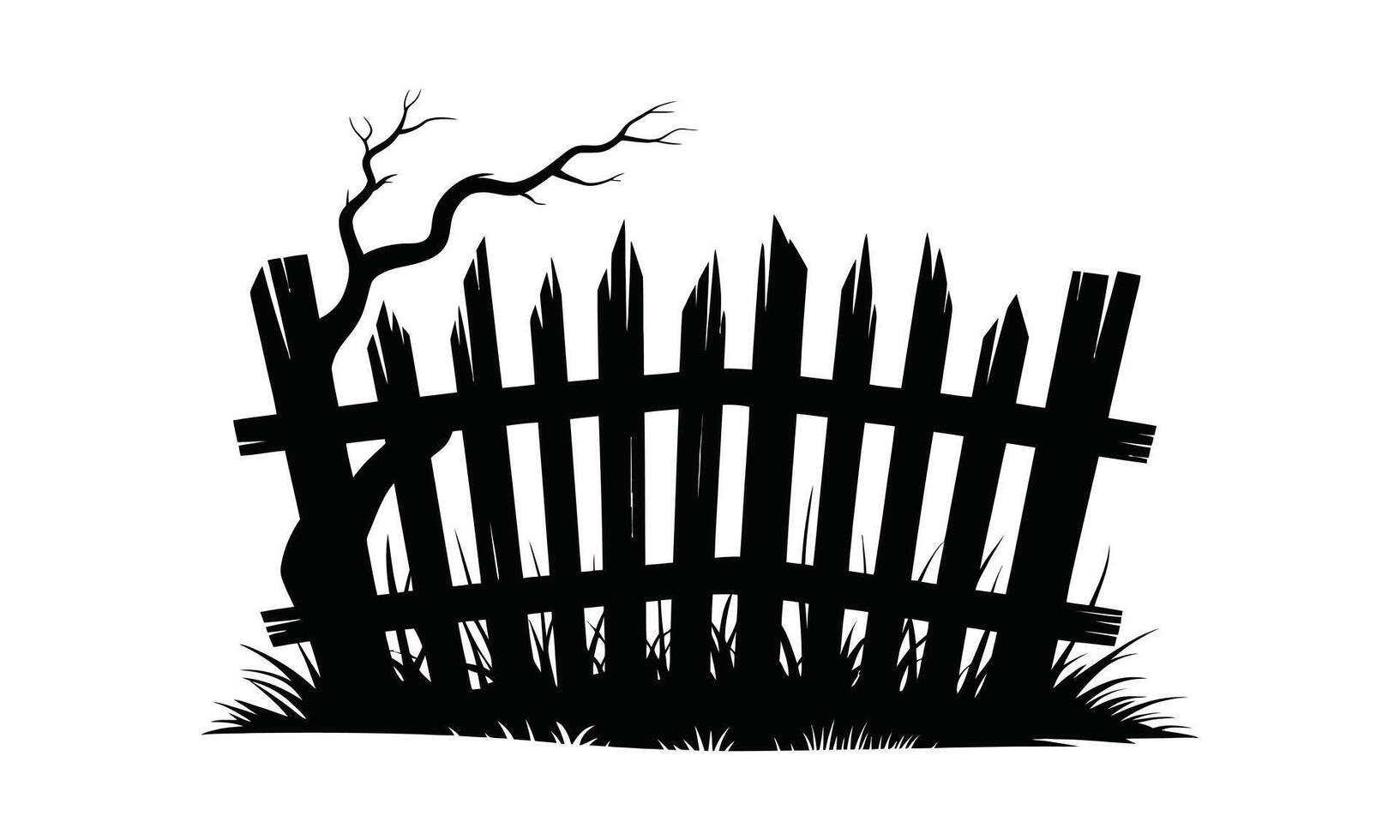 Wooden fence design silhouette vector