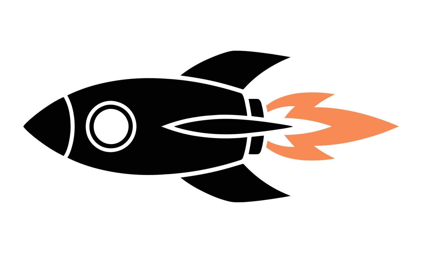 Stylized rocket ship ascent silhouette vector