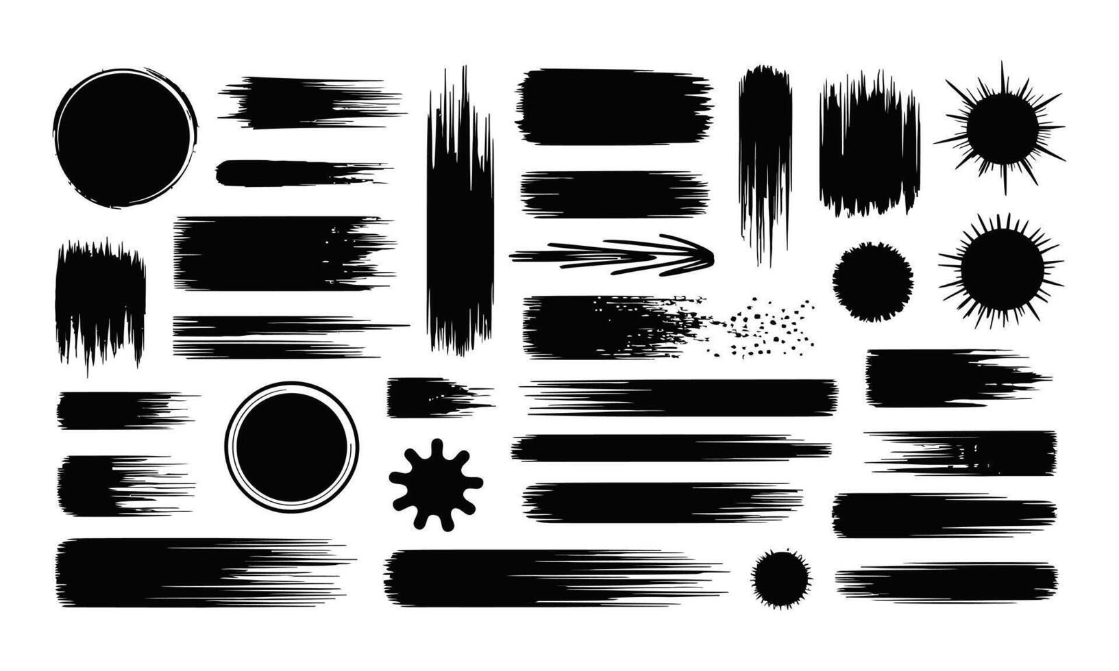 Creative brush strokes graphic collection silhouette vector