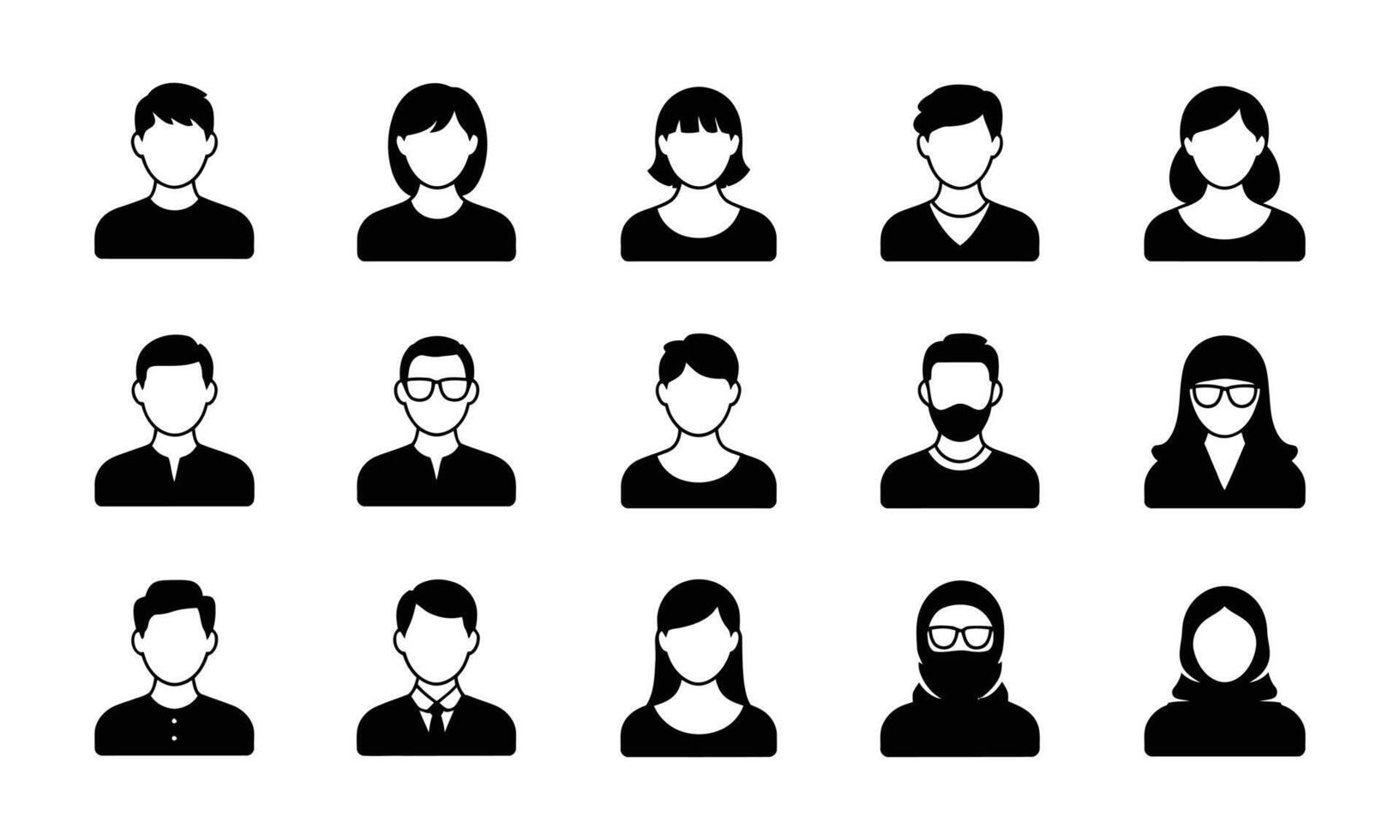 People avatars stylized figures silhouette vector