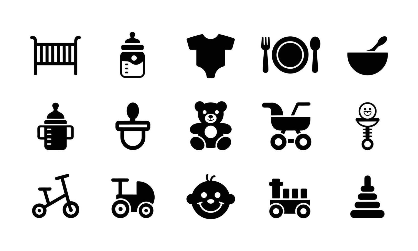 Childrens playful activity icons set silhouette vector