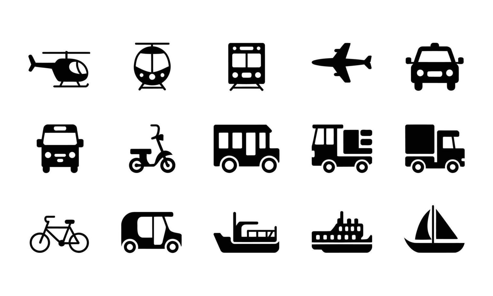 Collection of transportation icons silhouette vector