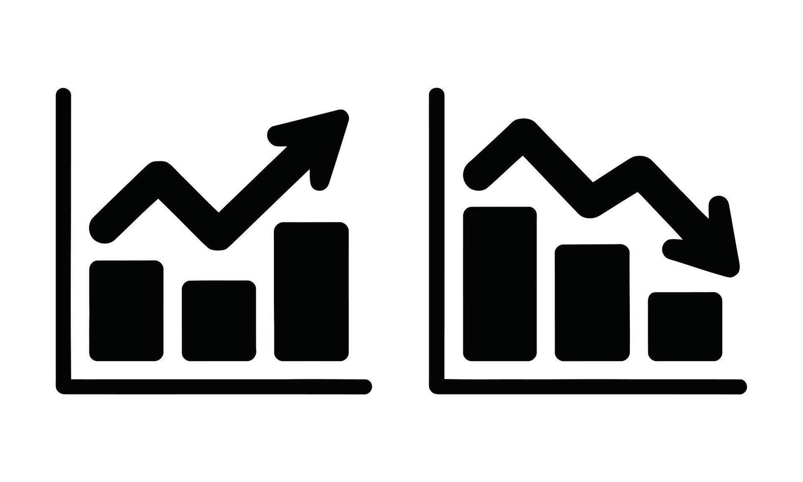 Business data analysis chart silhouette vector
