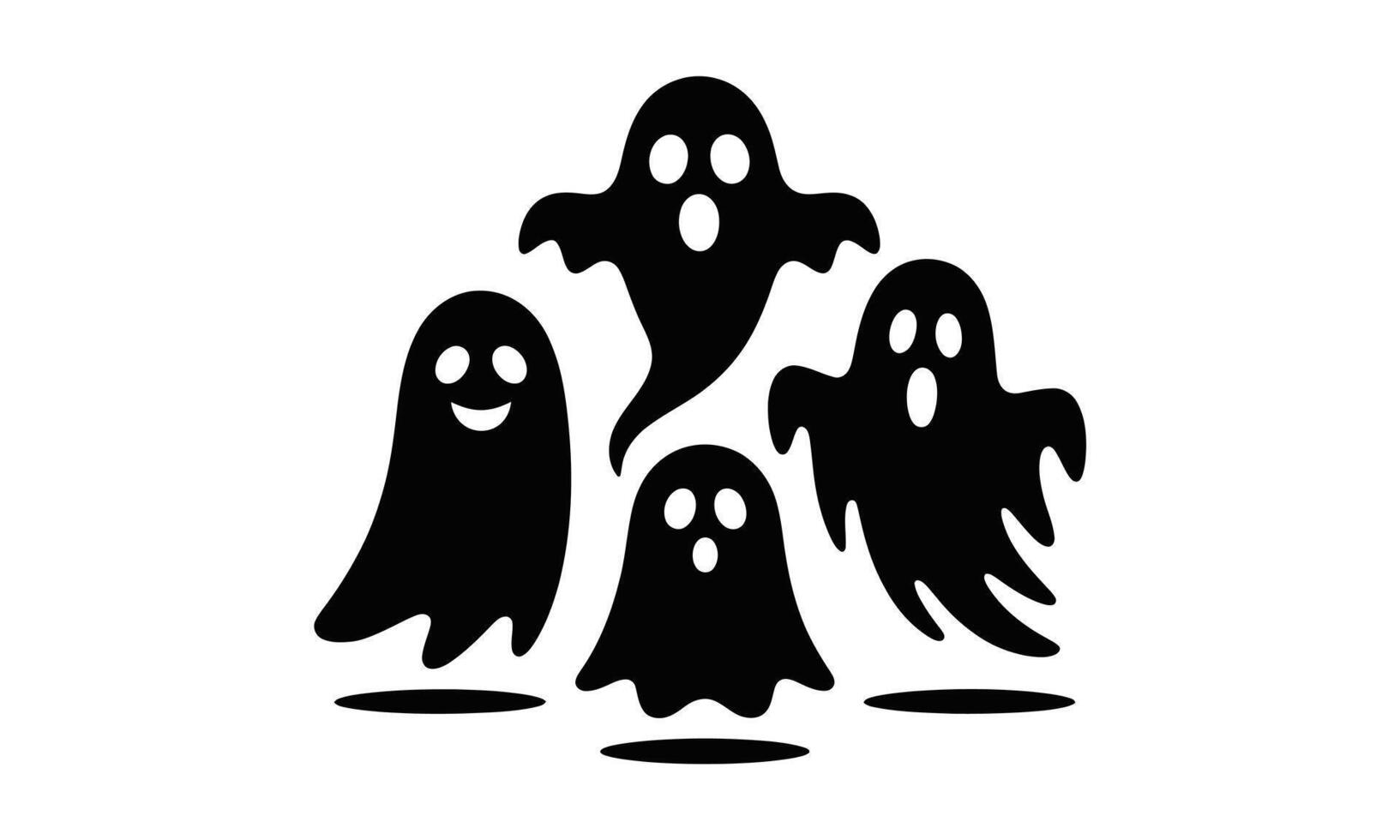 Spooky ghost characters collection silhouette vector