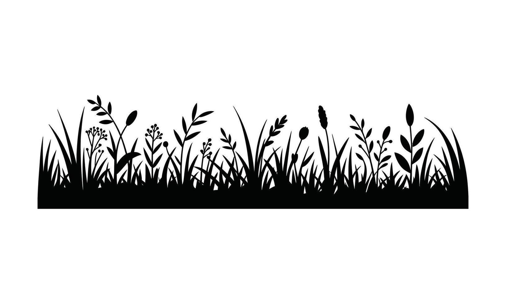 Stylized grass field silhouette vector