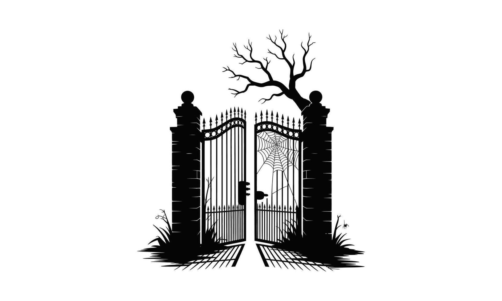 Cemetery gate silhouette design vector