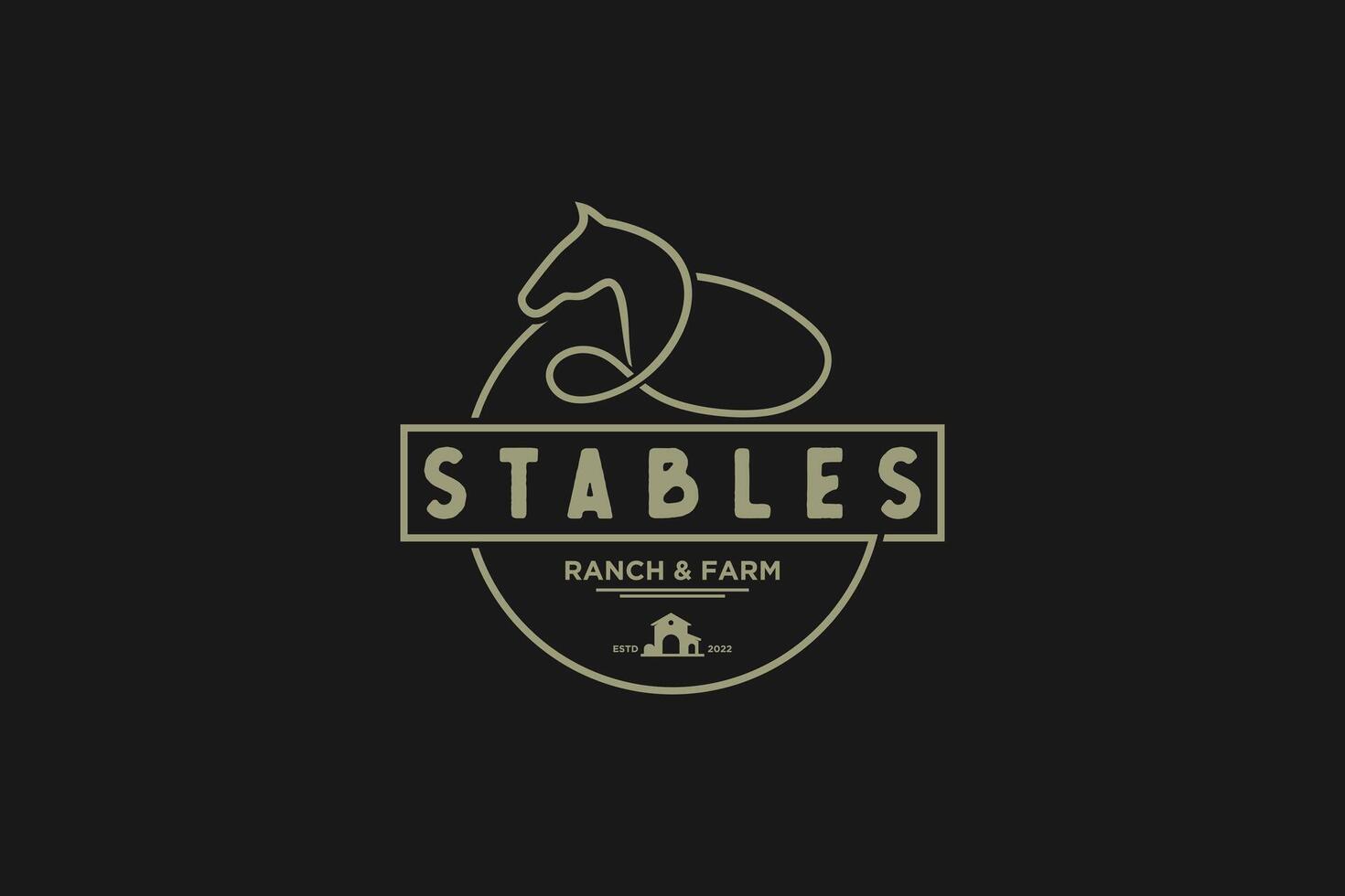 creative horse logo with line art concept, vintage logo, ranch and farm logo, logo reference. vector