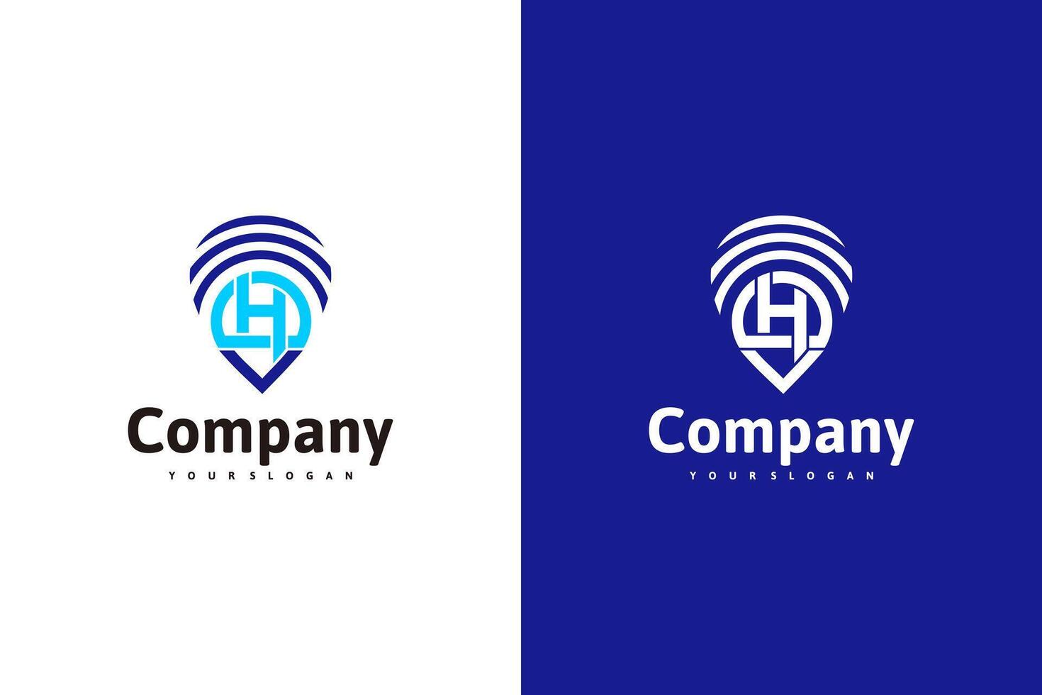 creative logo location marker with signal beam, logo reference for your business vector
