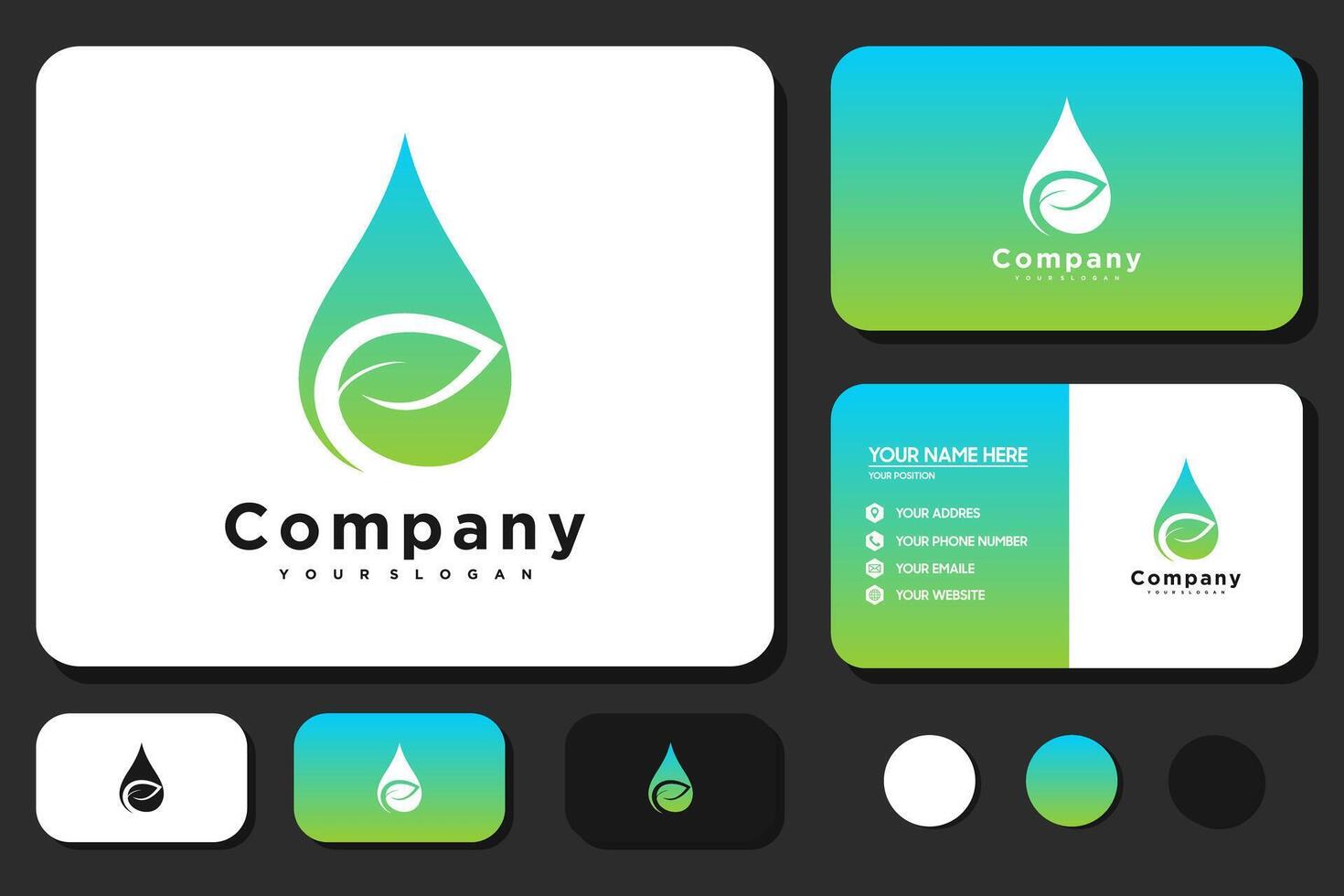 creative water drop logo with leaves, logo reference for natural business and other vector