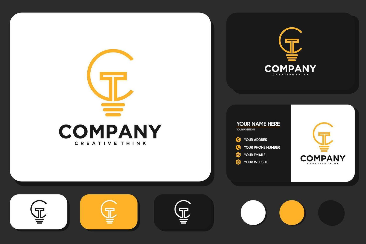 creative initial letter C T logo with lights concept, logo reference for your business. vector