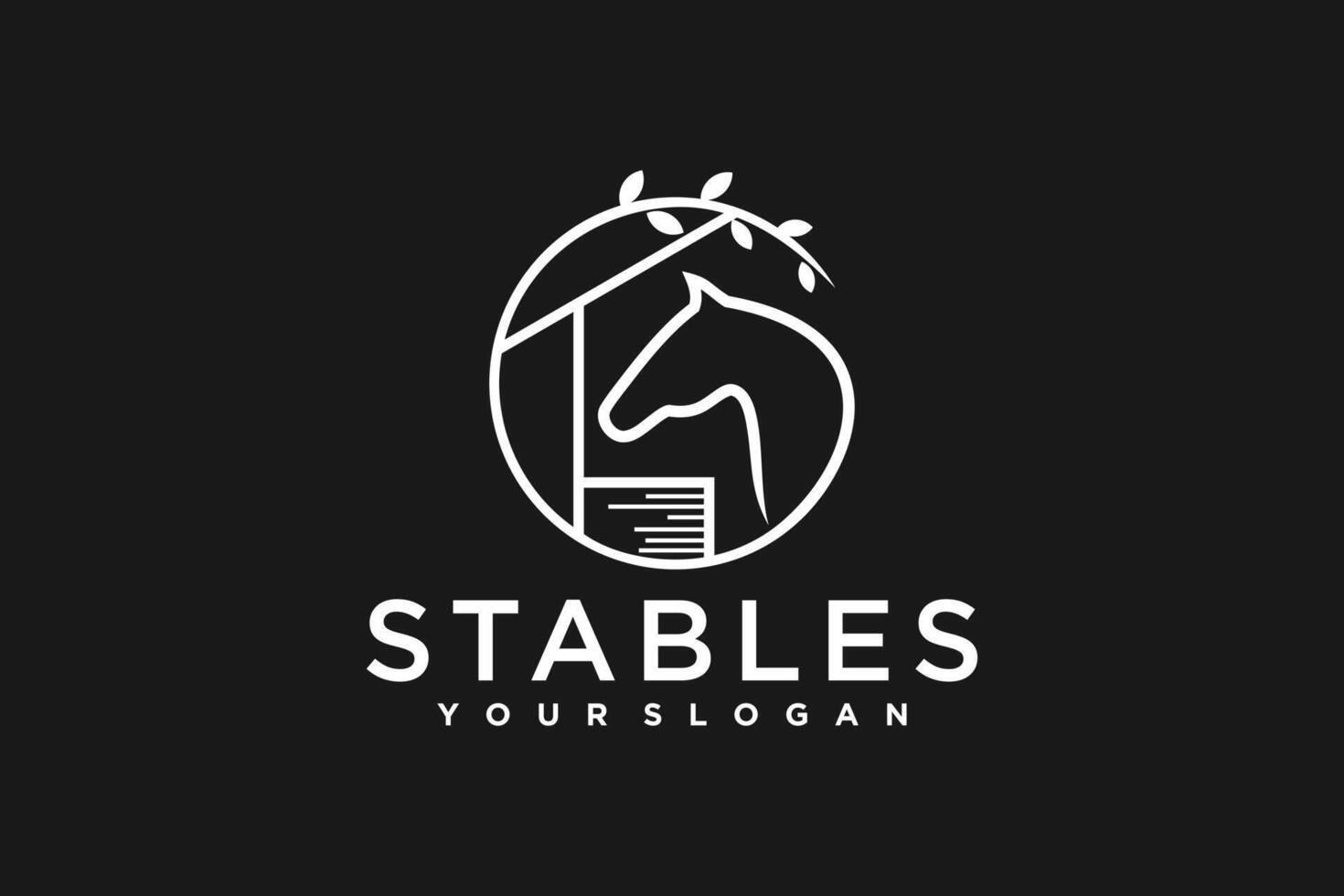 creative horse logo with line art concept, stables logo, ranch and farm logo, logo reference. vector