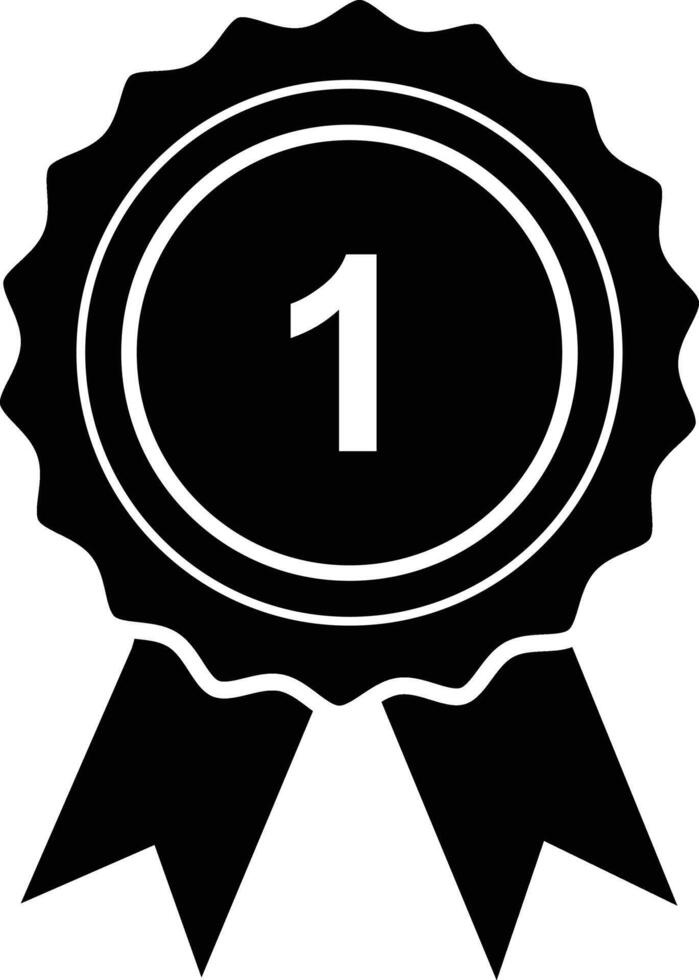 Victory Ribbon Badge First Place Award Icon vector