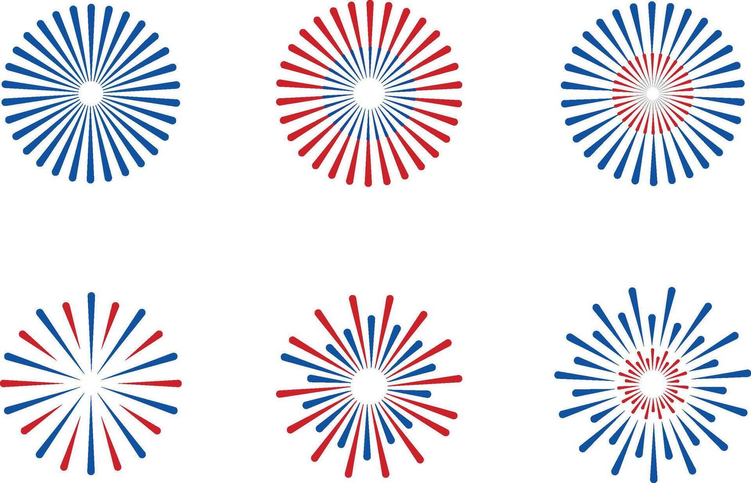 Set of Vibrant Fireworks vector